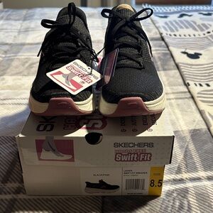 Skechers Black and Pink Swift Fit Sneakers